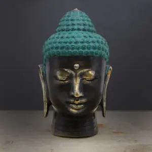 Large Antique Brass Buddha Head | www.artisangoods.co.uk 4