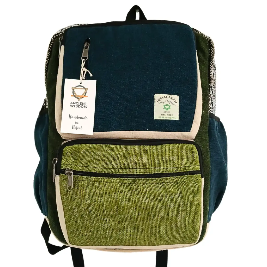 Large Boxy Hemp Backpack – Teal & Sage | www.artisangoods.co.uk 2 Large Boxy Hemp Backpack – Teal & Sage | www.artisangoods.co.uk 2