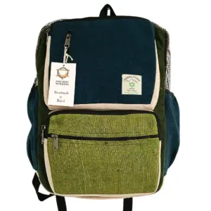 Large Boxy Hemp Backpack – Teal & Sage | www.artisangoods.co.uk 2