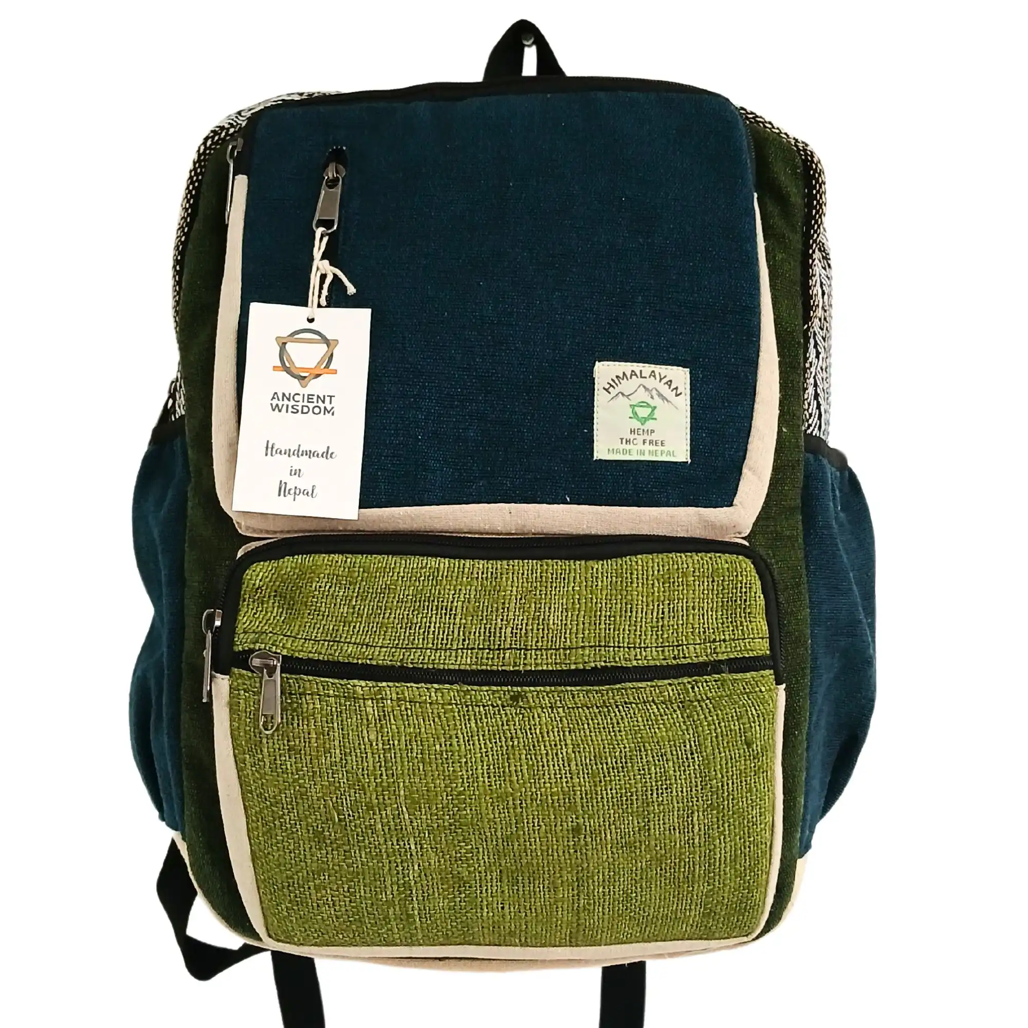 Large Boxy Hemp Backpack – Teal & Sage | www.artisangoods.co.uk 3 Large Boxy Hemp Backpack – Teal & Sage | www.artisangoods.co.uk 2