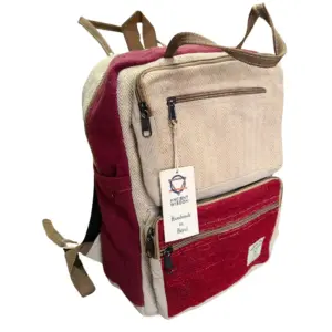 Large Boxy Hemp Backpack – Wine & Cream | www.artisangoods.co.uk 2