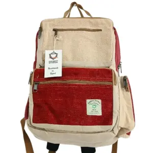 Large Boxy Hemp Backpack – Wine & Cream | www.artisangoods.co.uk 3