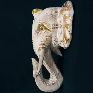 Large Elephant Head – Gold & Whitewash | www.artisangoods.co.uk 3