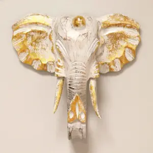 Large Elephant Head – Gold & Whitewash | www.artisangoods.co.uk 2