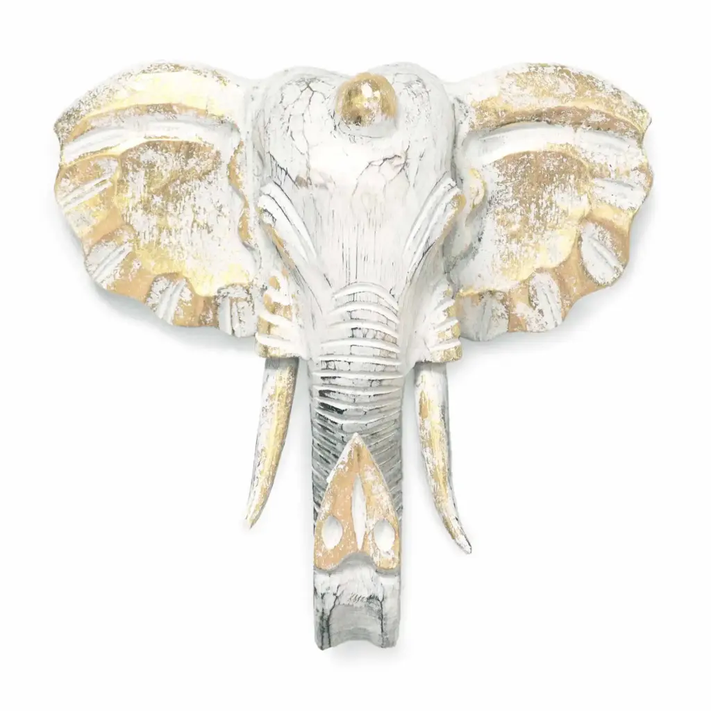 Large Elephant Head – Gold & Whitewash | www.artisangoods.co.uk