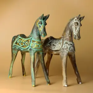 Large Gold & Turquoise Horse 32 cm | www.artisangoods.co.uk 3
