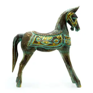 Large Gold & Turquoise Horse 32 cm | www.artisangoods.co.uk 2