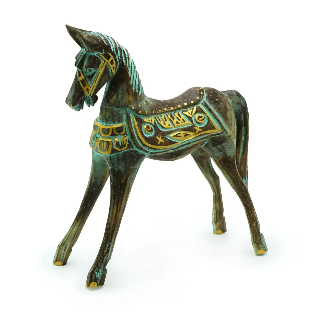 Large Gold & Turquoise Horse 32 cm | www.artisangoods.co.uk