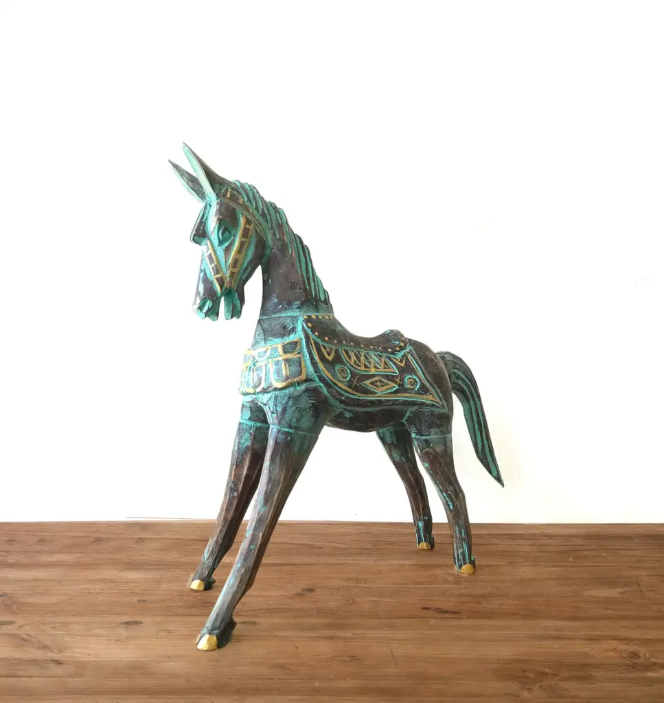 Large Gold & Turquoise Horse 32 cm | www.artisangoods.co.uk 4