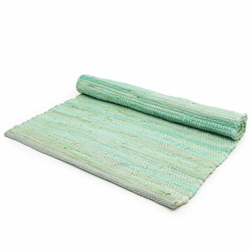 Large Indian Handloom Cotton Rug – Aqua | www.artisangoods.co.uk