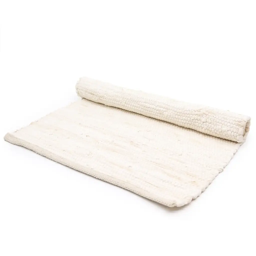 Large Indian Handloom Cotton Rug – Cream | www.artisangoods.co.uk