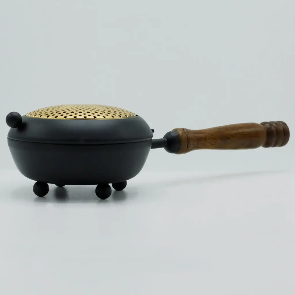 Large Iron Censer Incense Burner – Gold detail | www.artisangoods.co.uk 3