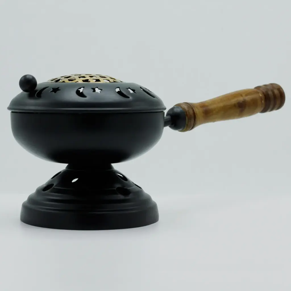Large Iron Censer on Stand Incense Burner – Gold detail | www.artisangoods.co.uk