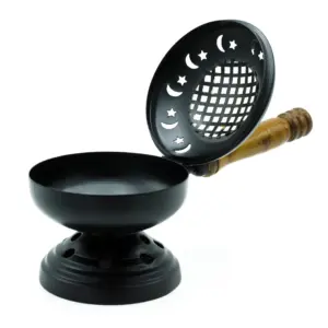 Large Iron Censer on Stand Incense Burner – Gold detail | www.artisangoods.co.uk 4