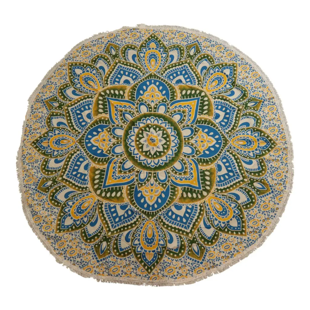 Large Mandala Roundy Art (180cm) – Yellow & Blue | www.artisangoods.co.uk 4