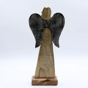 Large Mango Wood Peace Angel Metal Wings & Enamel Detail | www.artisangoods.co.uk 6