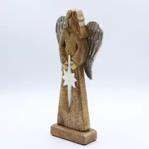 Large Mango Wood Peace Angel Metal Wings & Enamel Detail | www.artisangoods.co.uk 5