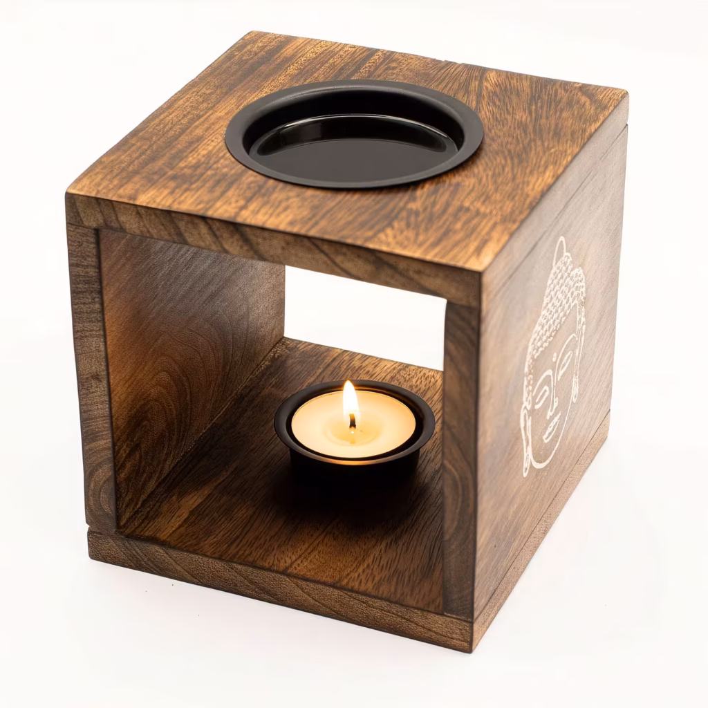 Large Square Mango Wood Oil Burner- Buddha Face | www.artisangoods.co.uk 4 Large Square Mango Wood Oil Burner- Buddha Face | www.artisangoods.co.uk 4