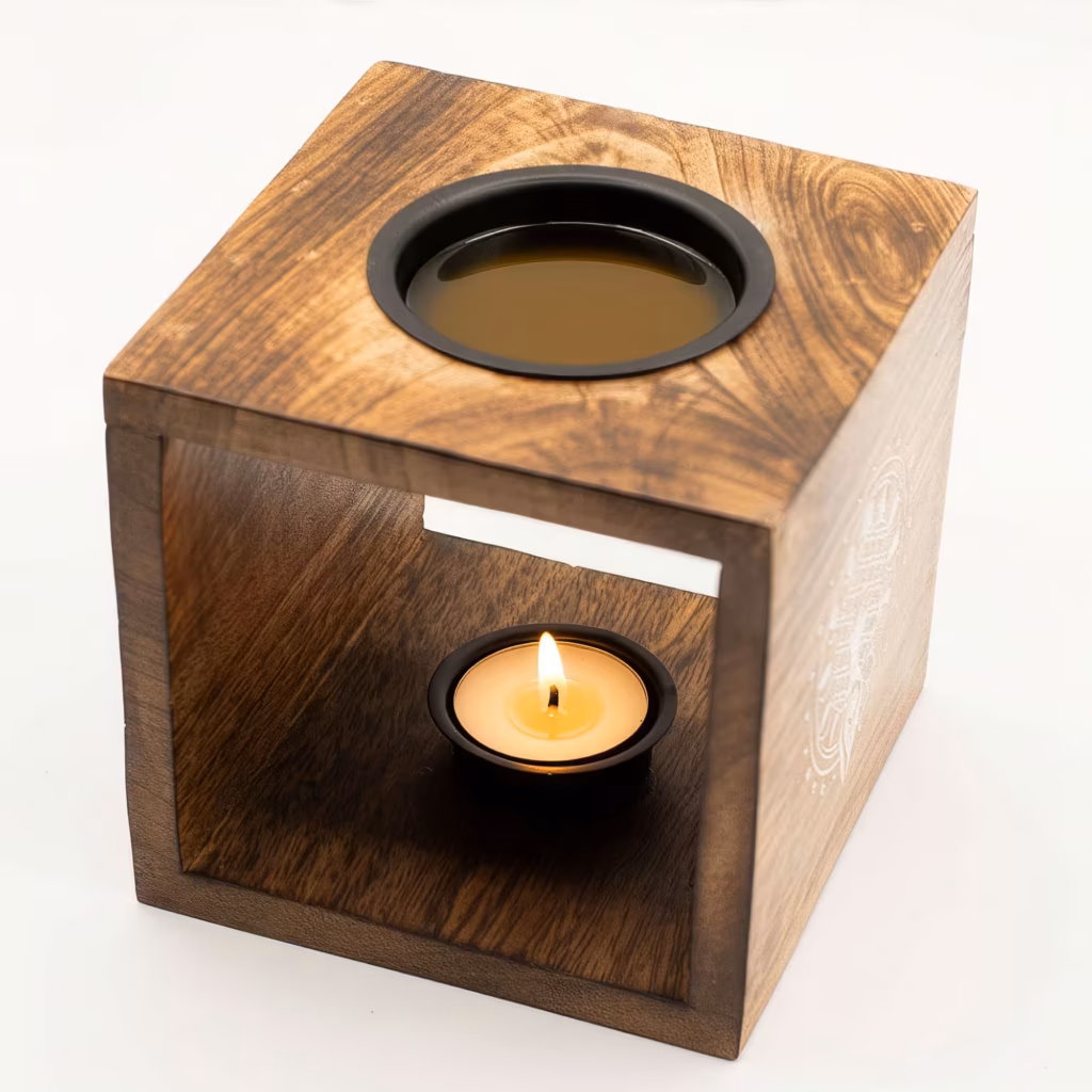 Large Square Mango Wood Oil Burner – Moon Goddess | www.artisangoods.co.uk 5 Large Square Mango Wood Oil Burner – Moon Goddess | www.artisangoods.co.uk 5