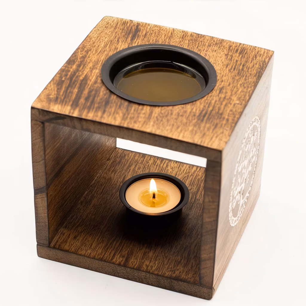 Large Square Mango Wood Oil Burner- Pentagon | www.artisangoods.co.uk 3 Large Square Mango Wood Oil Burner- Pentagon | www.artisangoods.co.uk 3