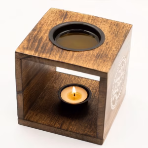 Large Square Mango Wood Oil Burner- Pentagon | www.artisangoods.co.uk 3
