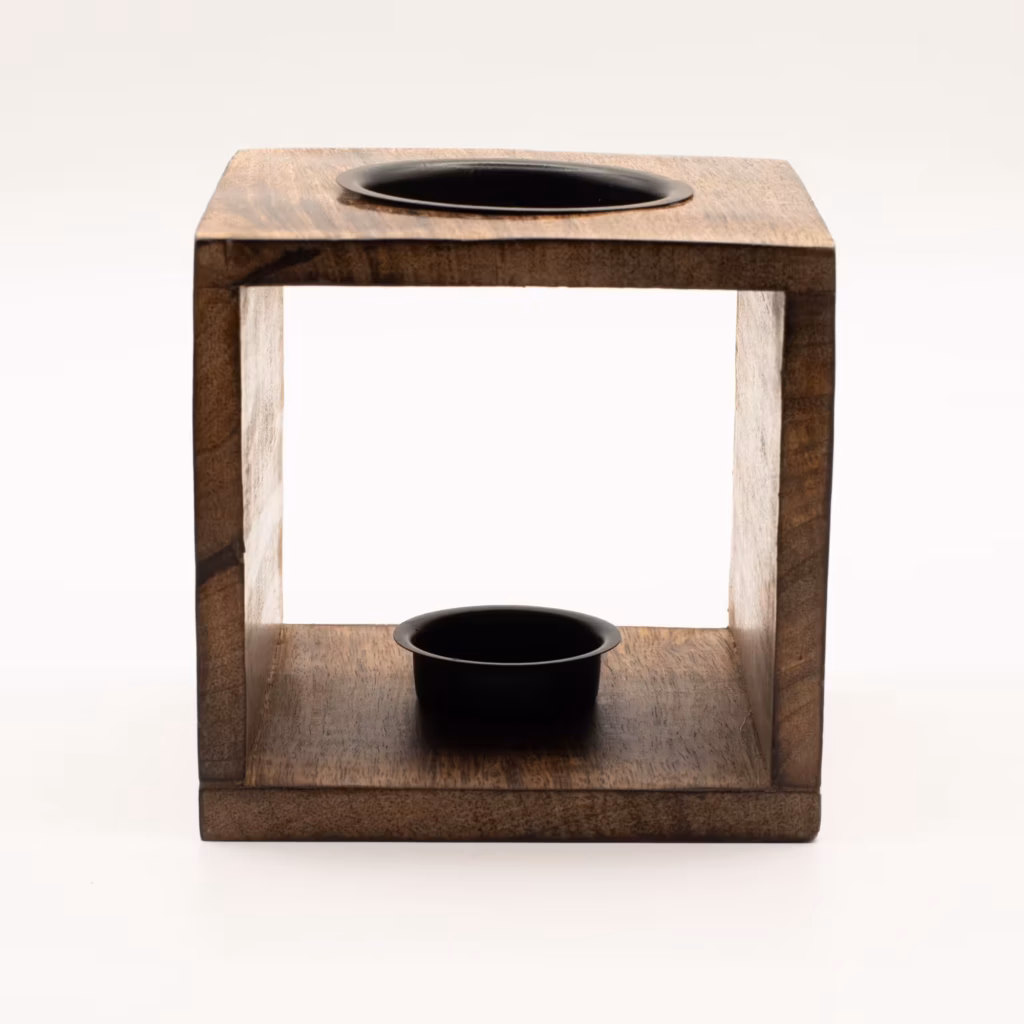 Large Square Mango Wood Oil Burner  – Tree of Life | www.artisangoods.co.uk 2