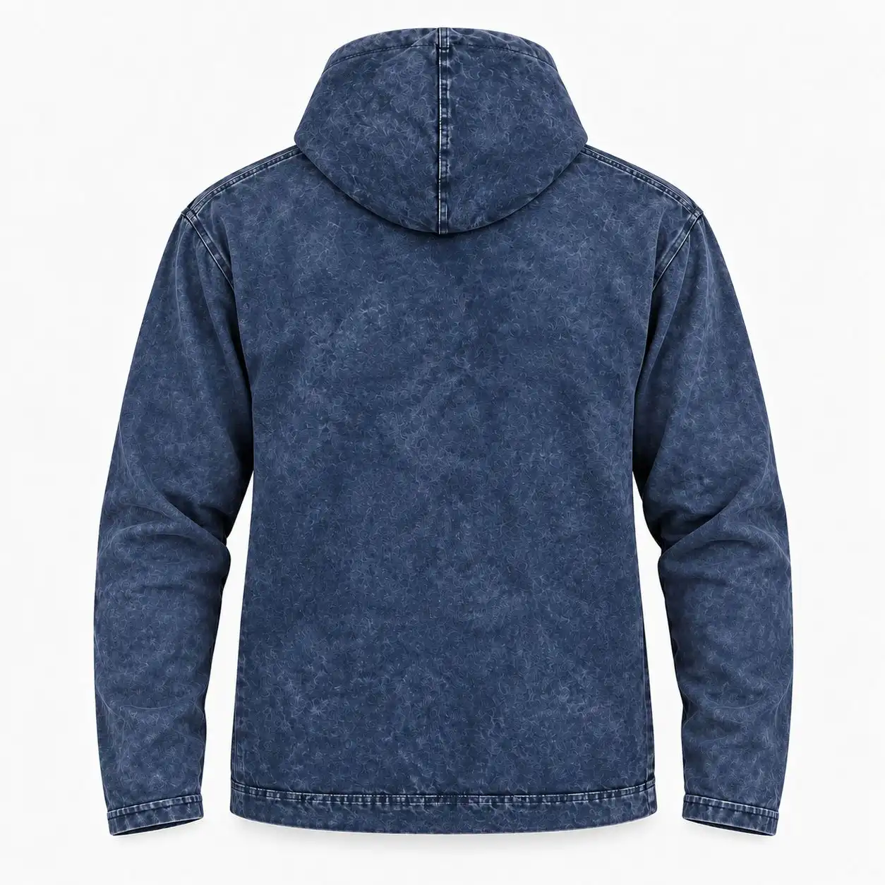 Large Stone Washed Hoody Shirt Kangaroo Pocket - Blue Compass of Life