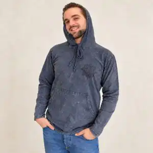 Large Stone Washed Hoody Shirt Kangaroo Pocket - Dusty Lavender
