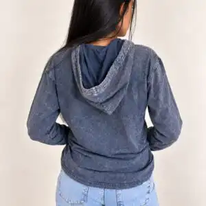 Large Stone Washed Hoody Shirt Kangaroo Pocket - Dusty Lavender