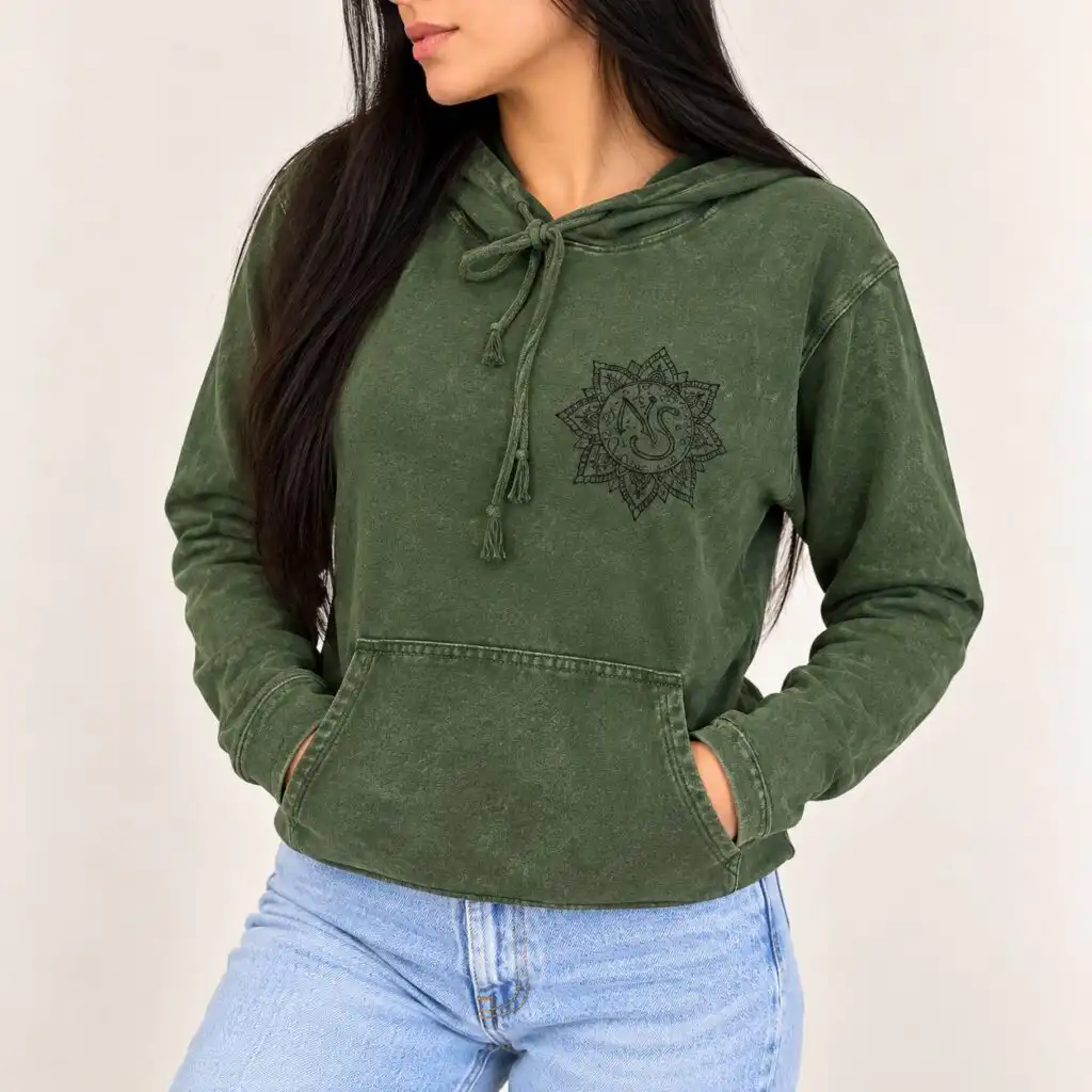 Large Stone Washed Hoody Shirt Kangaroo Pocket - Vintage Teal