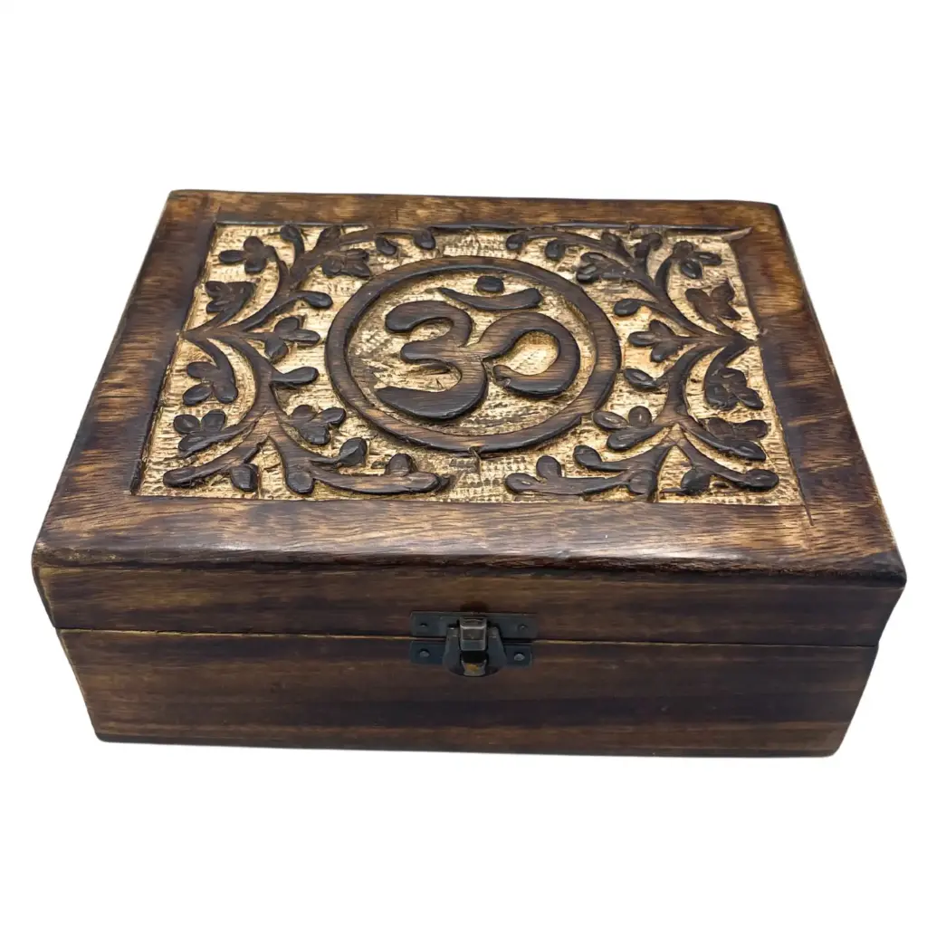 Large Wooden Keepsake Box 20x15x7.5cm –  Om | www.artisangoods.co.uk