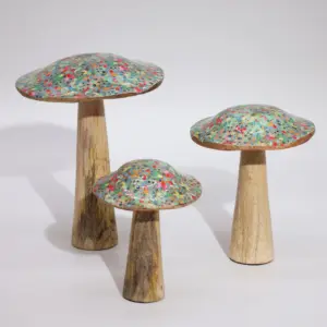 Large Wooden Mushroom – Mediterranean Tile Pattern | www.artisangoods.co.uk 2