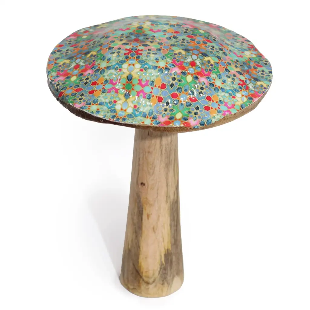Large Wooden Mushroom – Mediterranean Tile Pattern | www.artisangoods.co.uk