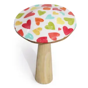 Large Wooden Mushroom – Pastel Hearts | www.artisangoods.co.uk