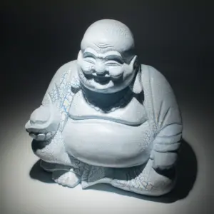 Laughing Buddha Lamp Sky Blue - Round Stand