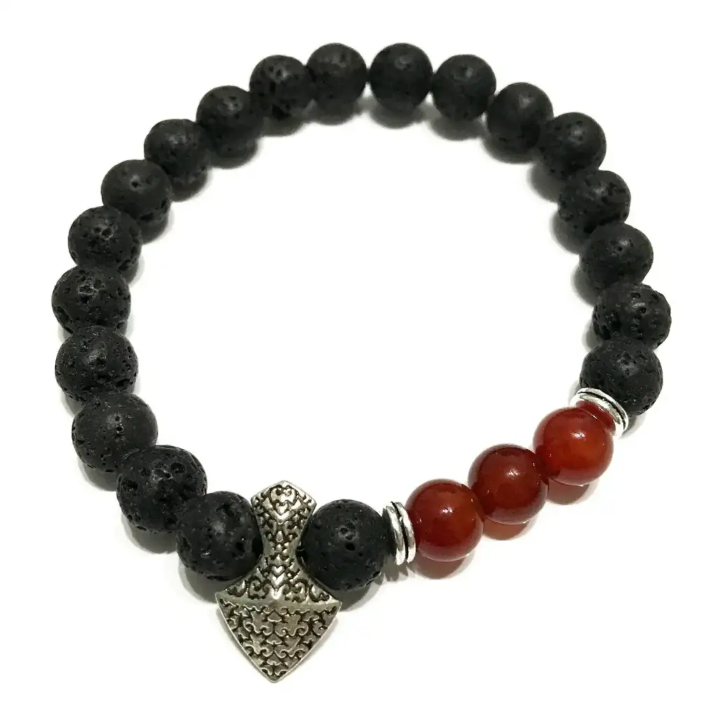 Lava Stone Bracelet – Axe-head Carnelian | www.artisangoods.co.uk