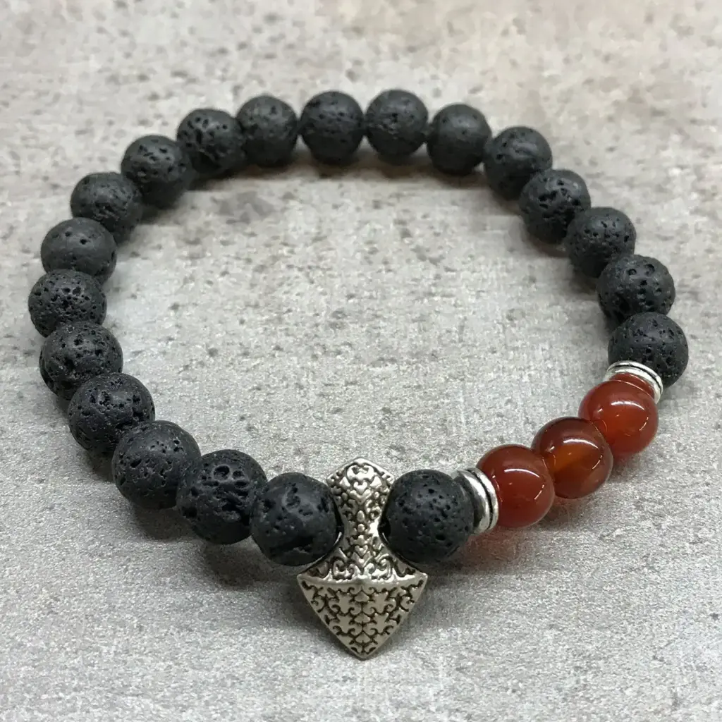 Lava Stone Bracelet – Axe-head Carnelian | www.artisangoods.co.uk 2