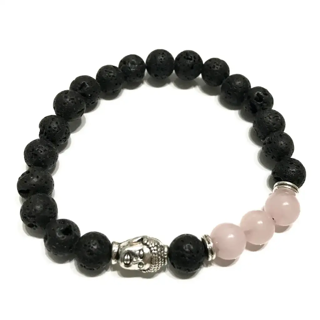 Lava Stone Bracelet – Buddha Rose Quartz | www.artisangoods.co.uk
