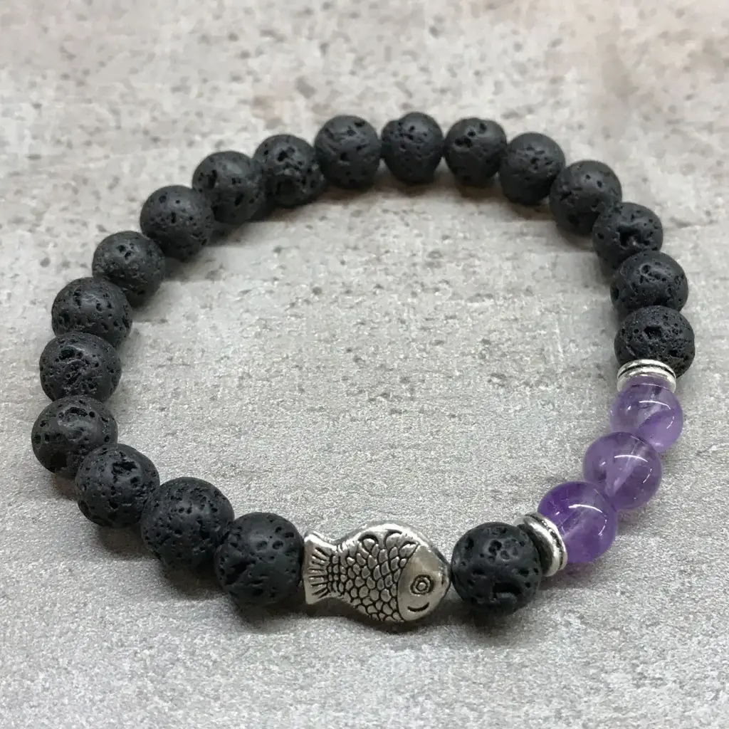 Lava Stone Bracelet – Fish Amethyst | www.artisangoods.co.uk 2