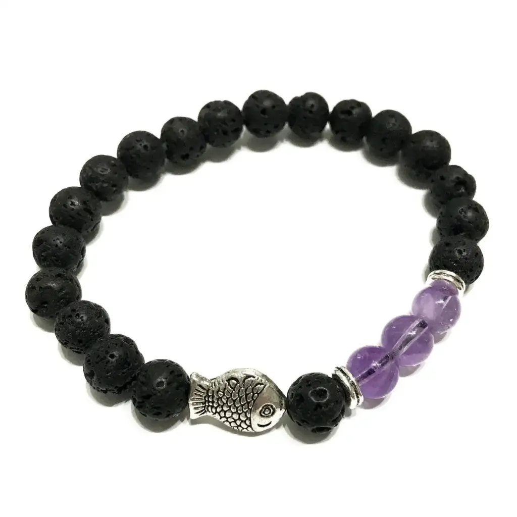 Lava Stone Bracelet – Fish Amethyst | www.artisangoods.co.uk