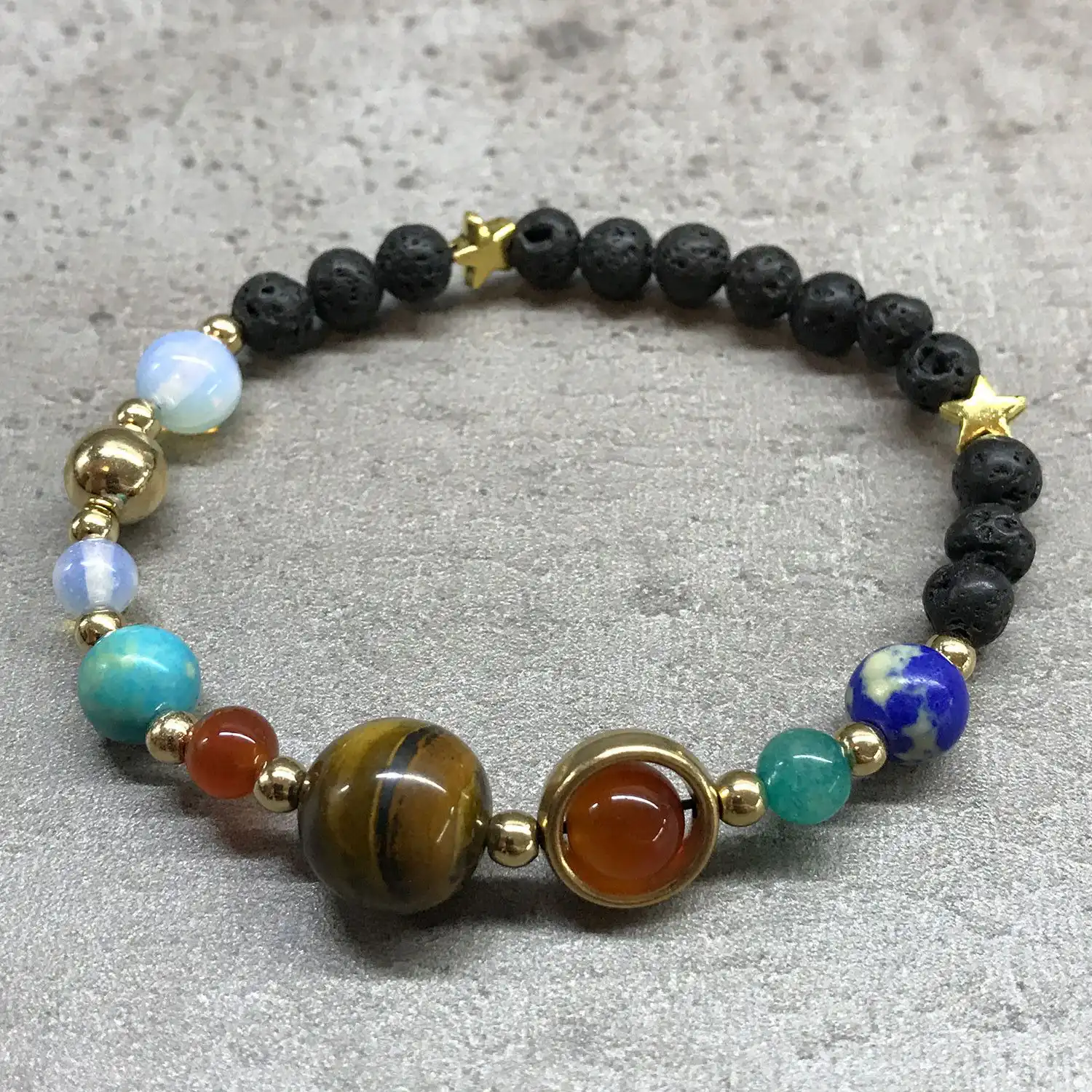 Lava Stone Bracelet – Gold Solar System | www.artisangoods.co.uk 3 Lava Stone Bracelet – Gold Solar System | www.artisangoods.co.uk 2