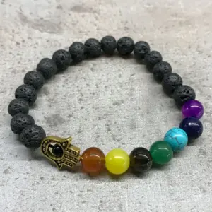 Lava Stone Bracelet – Hamsa Chakra | www.artisangoods.co.uk 2