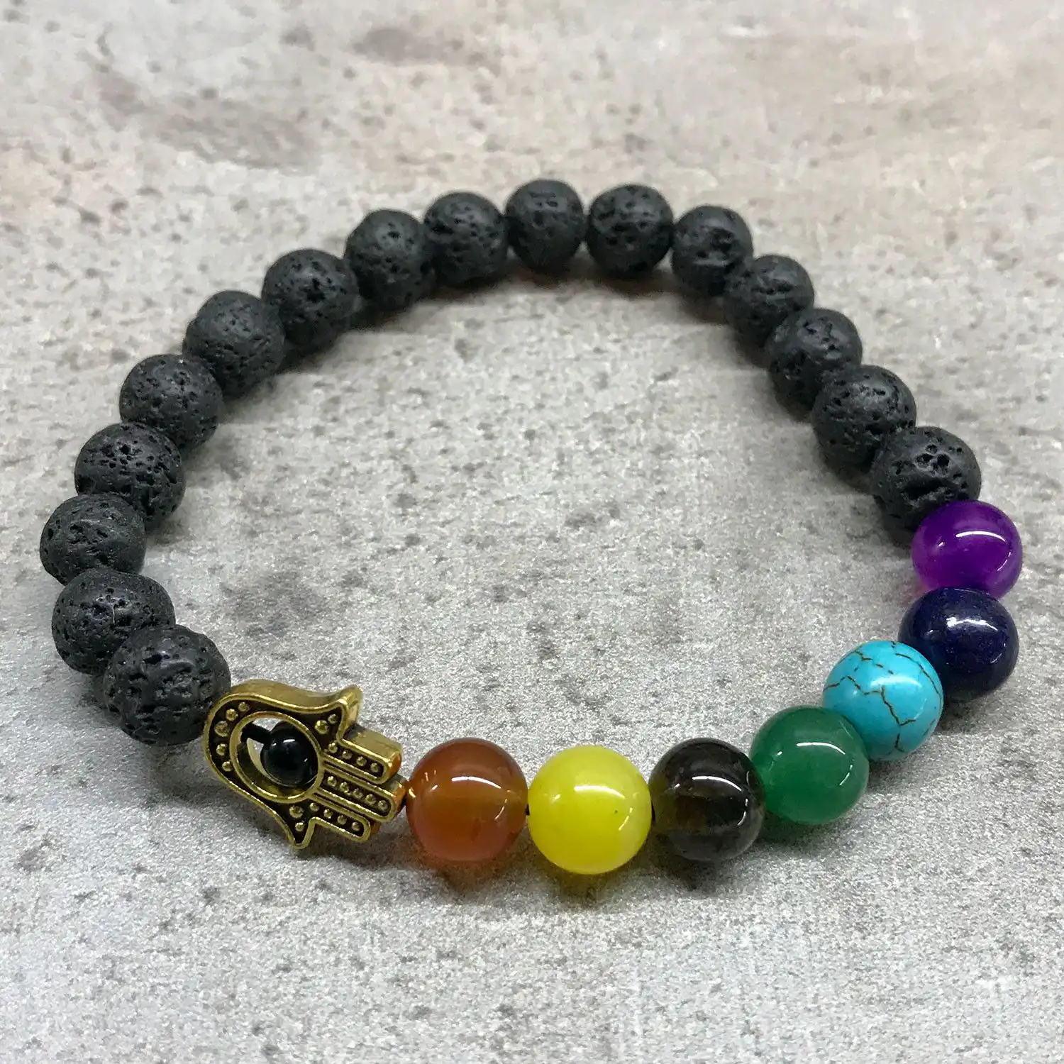 Lava Stone Bracelet – Hamsa Chakra | www.artisangoods.co.uk 3 Lava Stone Bracelet – Hamsa Chakra | www.artisangoods.co.uk 2