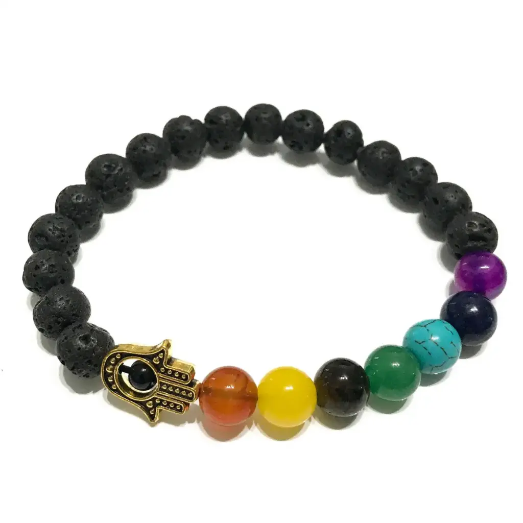 Lava Stone Bracelet – Hamsa Chakra | www.artisangoods.co.uk