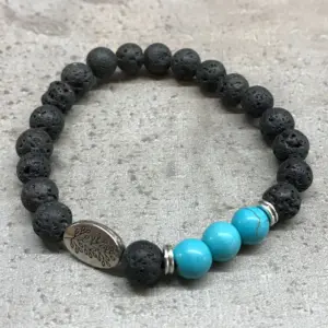 Lava Stone Bracelet – Leaf Turquoise | www.artisangoods.co.uk 2