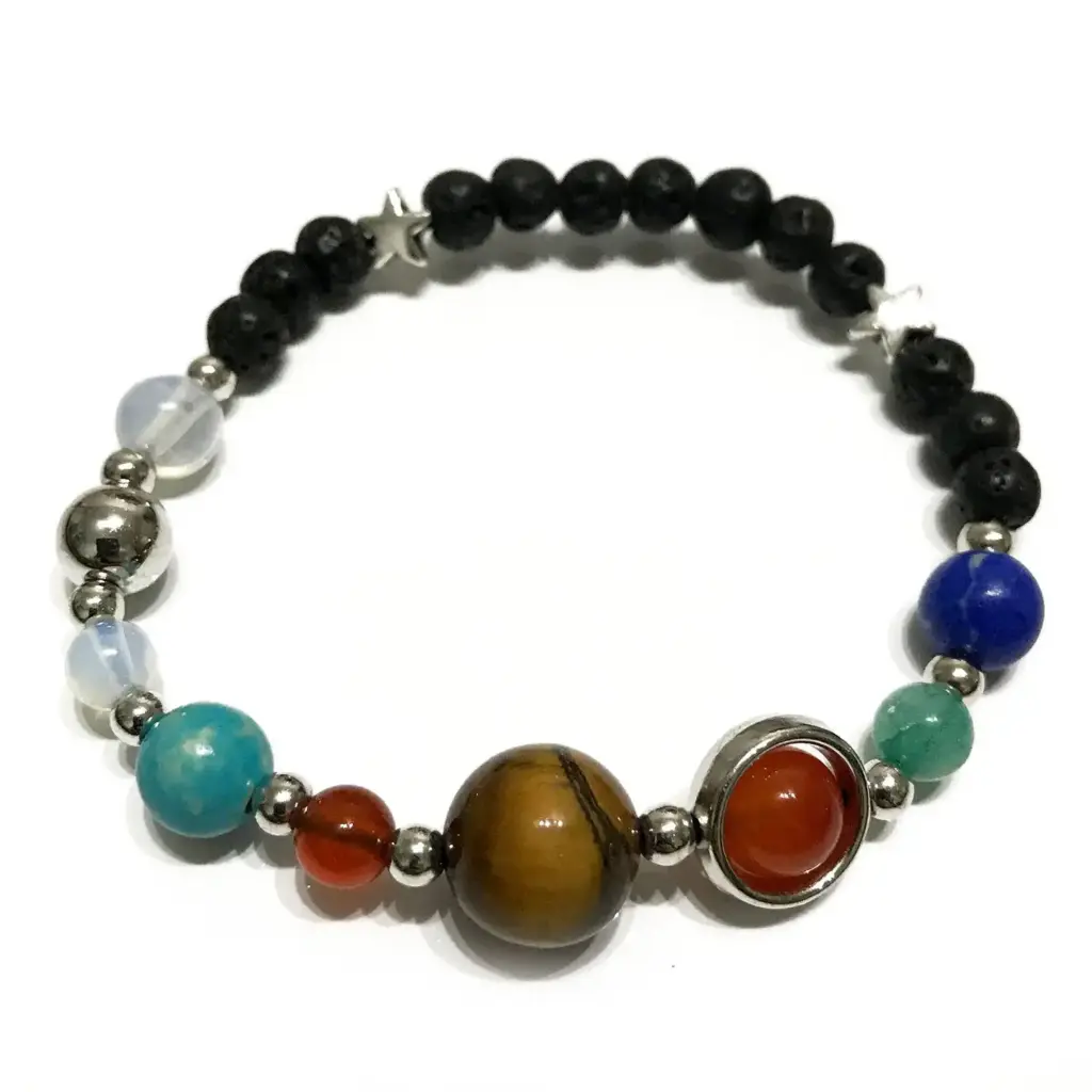 Lava Stone Bracelet – Silver Solar System | www.artisangoods.co.uk