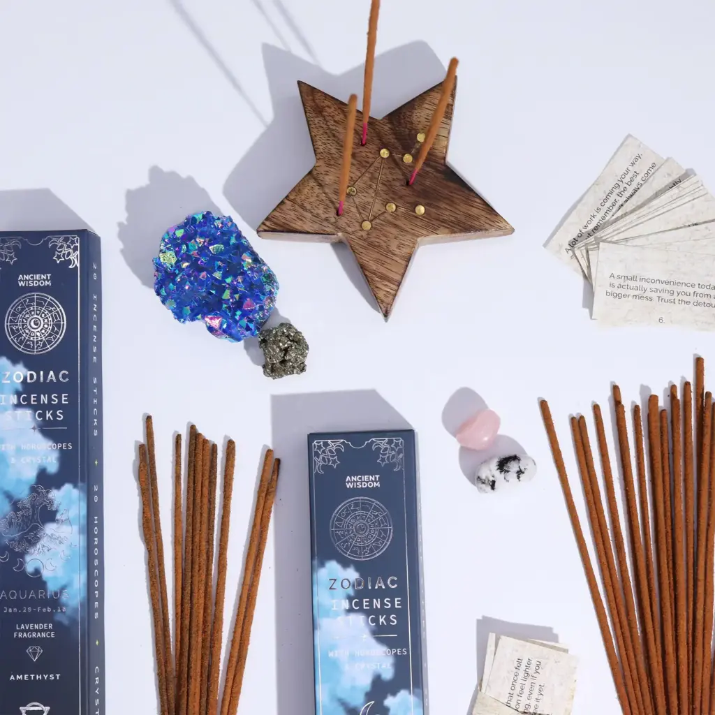 Lavender Zodiac Gemstone Crystal Incense – Aquarius | www.artisangoods.co.uk