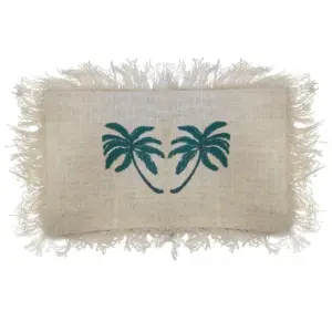 Linen Cushion Cover 30x50cm Palm Tree with Fringe | www.artisangoods.co.uk 4