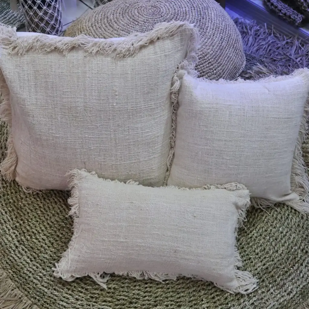 Linen Cushion Cover 30x50cm with fringe | www.artisangoods.co.uk 3