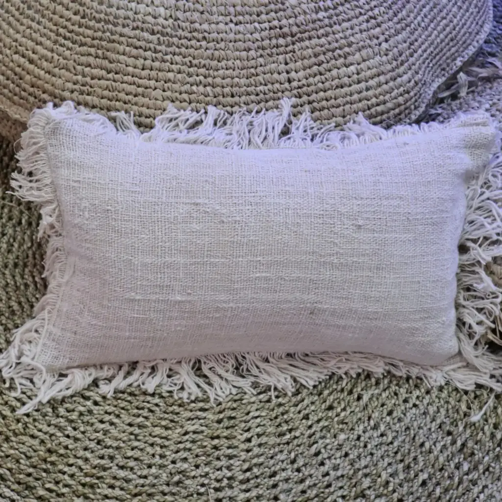 Linen Cushion Cover 30x50cm with fringe | www.artisangoods.co.uk 2